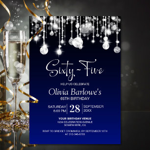 Stylish Blue 65th Birthday Party Invitation