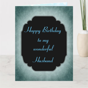 Stylish blue and black Happy Birthday Husband Card