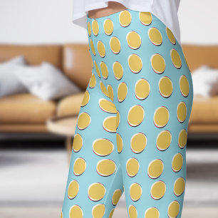 Stylish Blue and Golden Yellow Polka Dot Pattern Leggings