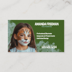 Stylish Blue and Green Artist Face Painting Business Card