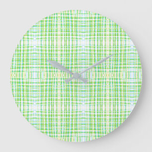 Stylish Blue And Green Plaid Clock