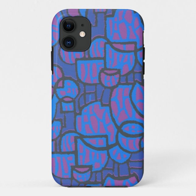 Stylish Blue and Magenta Abstract, Black Outlines Case-Mate iPhone Case (Back)