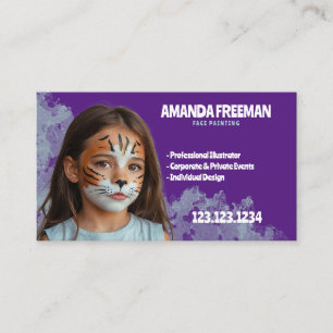 Stylish Blue and Purple Artist Face Painting Business Card