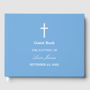 Stylish Blue Baptism Guest Book