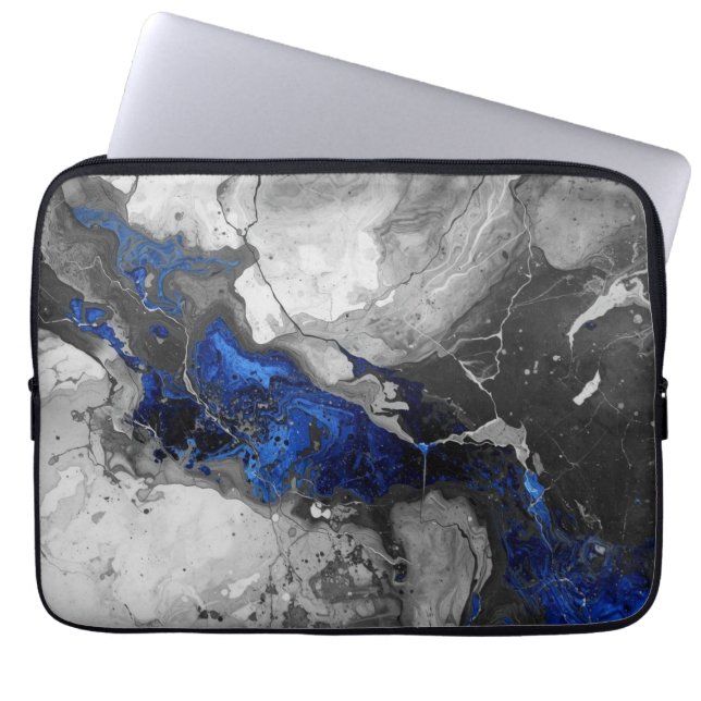 Stylish Blue Black Marble design Electronics Bag (Front)