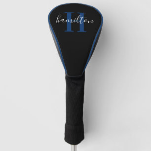 Stylish Blue Custom Monogram Name Initial Golf Head Cover