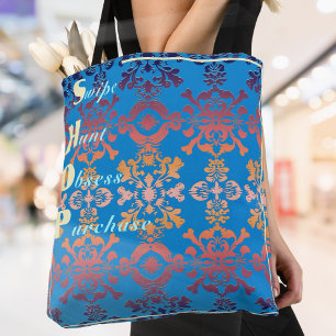 Stylish Blue Damask  Tote Bag