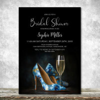 Stylish Blue Floral Stiletto Shoes Bridal Shower