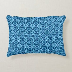 Stylish Blue Geometric Floral Pattern Decorative Cushion