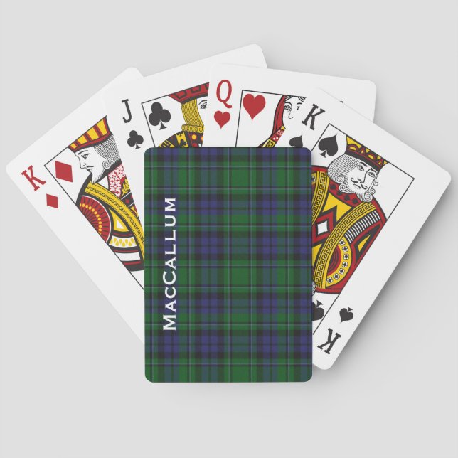 Stylish Blue & Green MacCallum Tartan Plaid Playing Cards (Back)