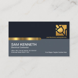 Stylish Blue Layers Gold Power Plug Electrician Business Card