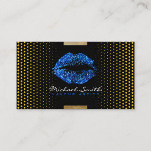Stylish Blue Lips Makeup Artist Modern Dots #9 Business Card