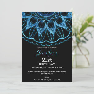 Stylish Blue Mandala Birthday Invitation