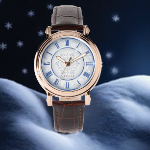 Stylish Blue Mandela Girly Monogram Name Watch