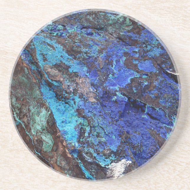 Stylish Blue Marble Stone Coaster (Front)