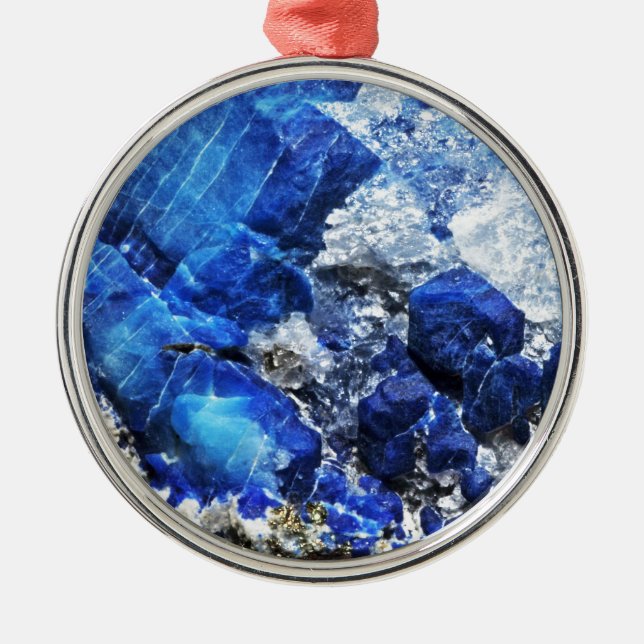 Stylish Blue Marble Stone Metal Tree Decoration (Front)