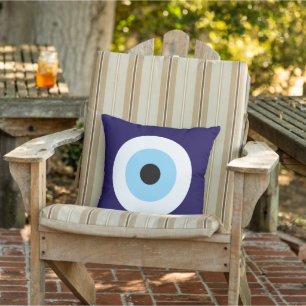 Stylish Blue Mati Evil Eye nazar outdoor pillow