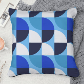 Stylish Blue midcentury modern abstract pattern Cushion