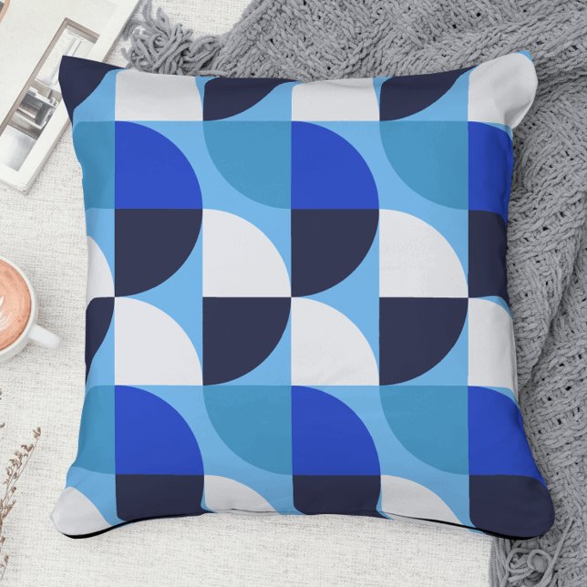 Stylish Blue midcentury modern abstract pattern Cushion (Creator Uploaded)