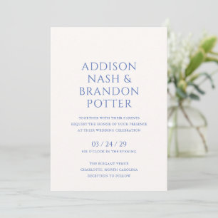 Stylish Blue Modern Wedding Invitation
