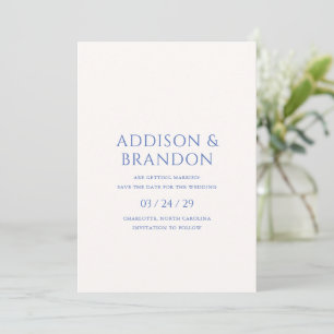 Stylish Blue Modern Wedding Save The Date