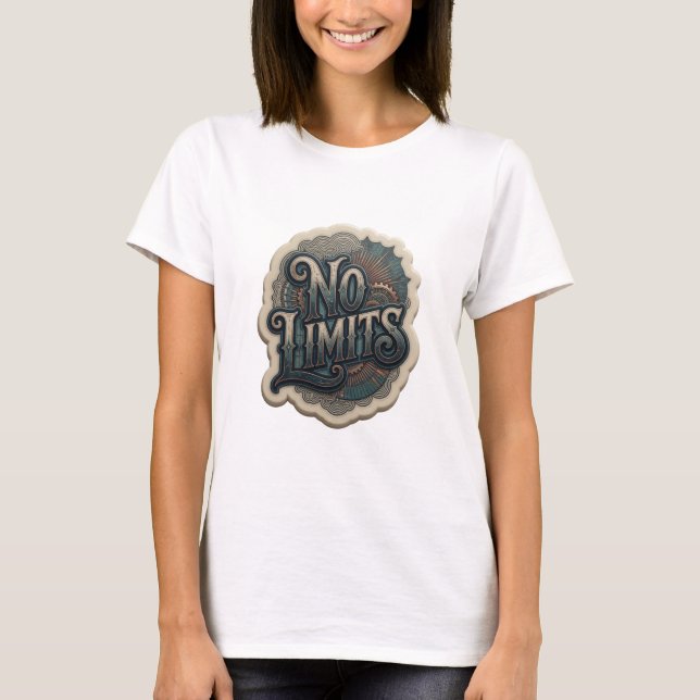 Stylish Blue NO LIMITS Quote Shirt (Front)