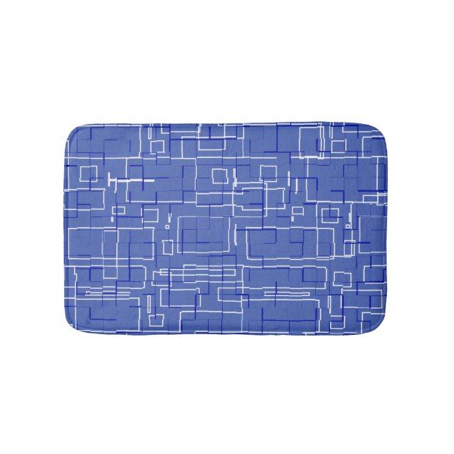 Stylish Blue Pattern Bath Mat (Front)