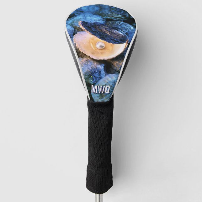 Stylish Blue Pearl Oyster Monogram Golf Head Cover (Front)