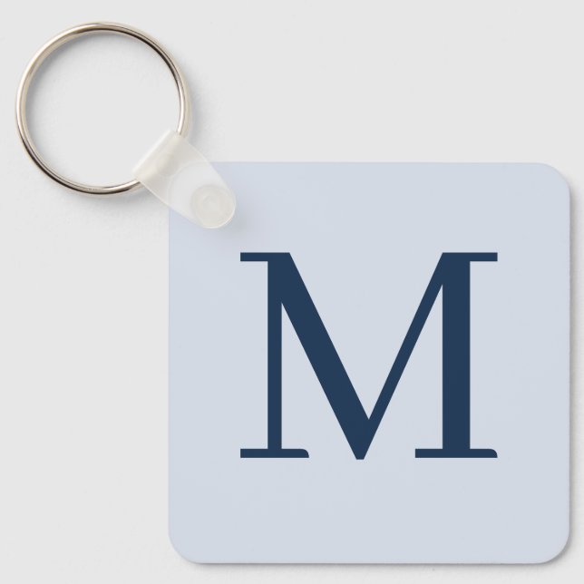 Stylish Blue Personalised Monogrammed  Key Ring (Front)