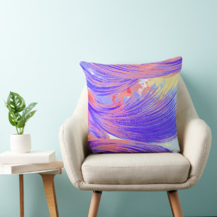 Stylish Blue pink Abstract Feathers Decorative Cus Cushion