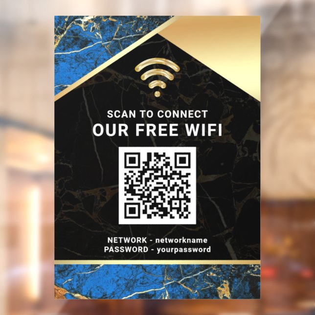 Stylish Blue QR Code Wifi Network Password (Sheet 2)
