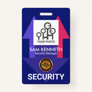 Stylish Blue Red Arrows Security Photo Template ID Badge