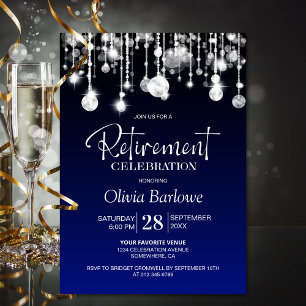 Stylish Blue Retirement Party Invitation