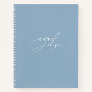 Stylish Blue Signature Script Monogram Notebook