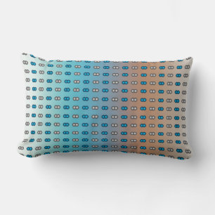 Stylish Blue & Silver Polka Dots on Blue & Orange Lumbar Cushion