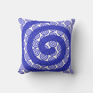 Stylish Blue Spiral and White Cushion