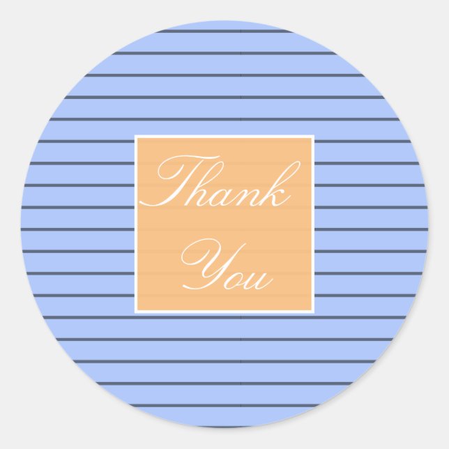 Stylish Blue Stripe Thank You Wedding Sticker (Front)