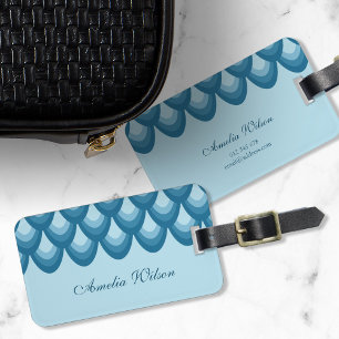 Stylish Blue Teardrop Geometric Travel Tag