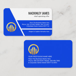Stylish Blue Trapezium Layers Business Owner Business Card