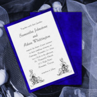Stylish Blue Velvet and Black Ornaments Wedding