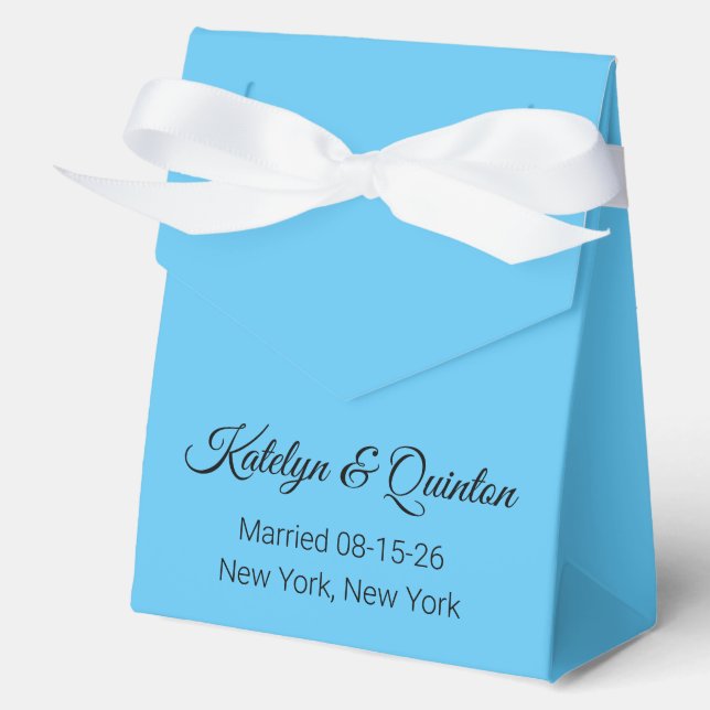 Stylish Blue Wedding Favour Box (Front)
