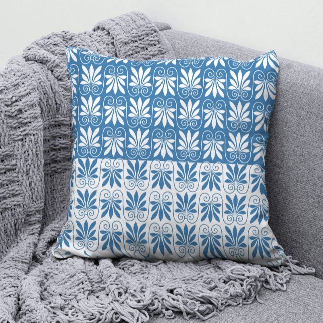 Stylish Blue & White Greek Motif Cushion (Creator Uploaded)