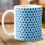 Stylish Blue & White Star Pattern Coffee Mug<br><div class="desc">Stylish coffee mug with a 'Star of David' pattern in blue and white.</div>