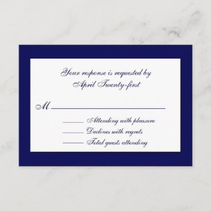 Stylish Blue & White Wedding RSVP Card