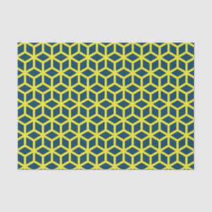 Stylish Blue Yellow Geometric Pattern Tissue Paper