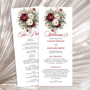 Stylish Blush Burgundy Greenery Wedding Program Programme