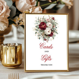 Stylish Blush Burgundy Tabletop Cards Gifts Sign