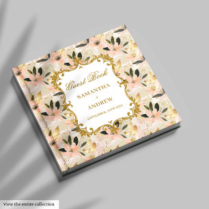 Stylish Blush Gold Wedding Guest Book for Guests