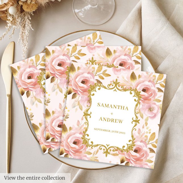 Stylish Blush Gold Wedding Party Napkins (Stylish Blush Gold Wedding Party Napkins)