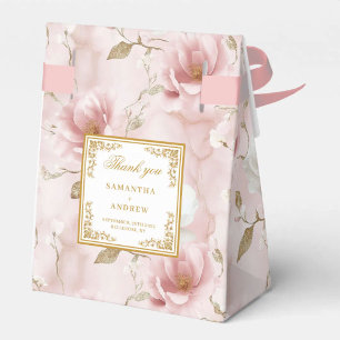 Stylish Blush Ivory Gold Wedding Thank You Box